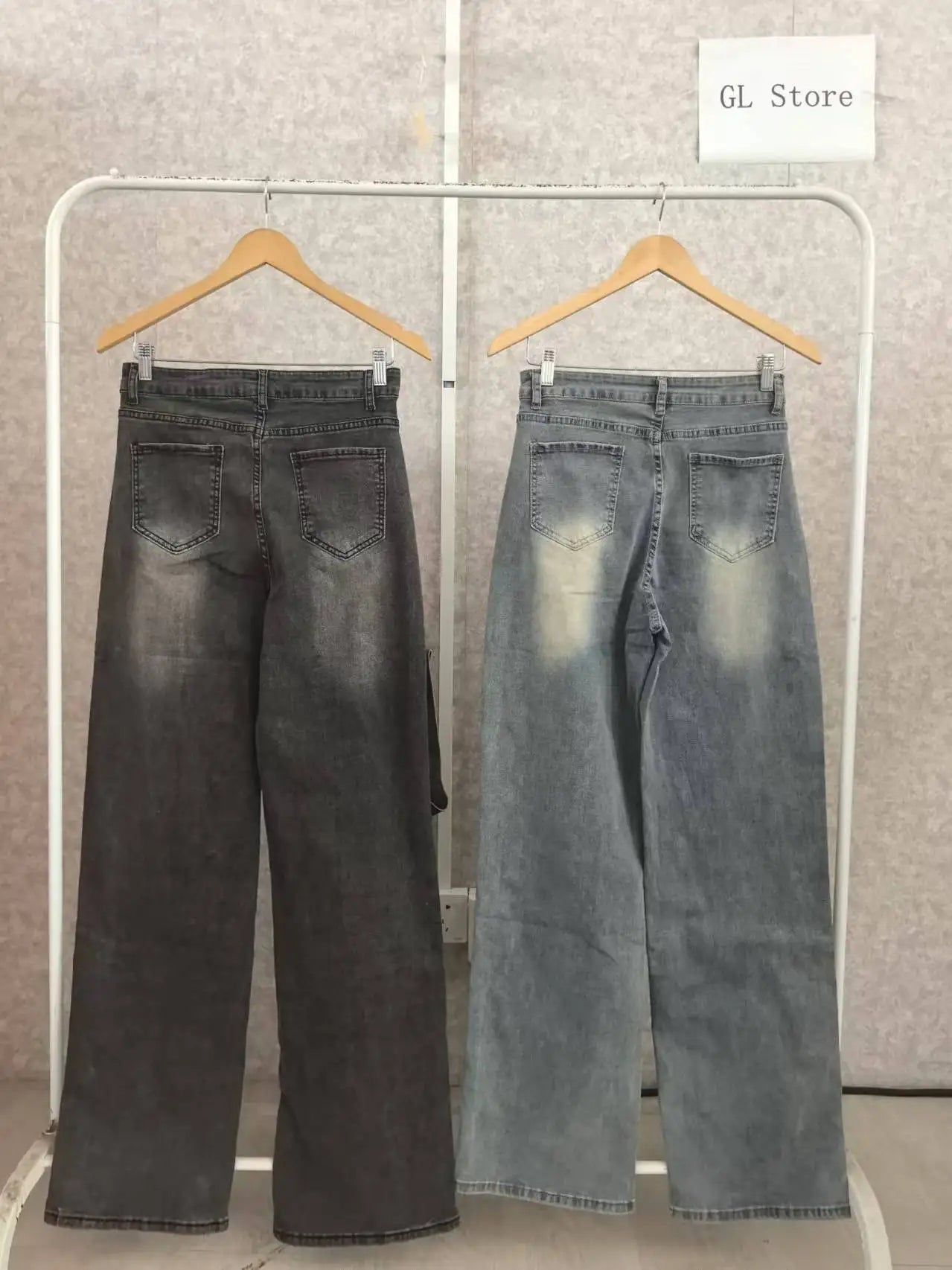 CM.YAYA Women Streetwear Button Cutout Cargo Straight Denim Wide Leg Jeans Pants 2024 INS Elastic Fashion Party Cargo Trousers