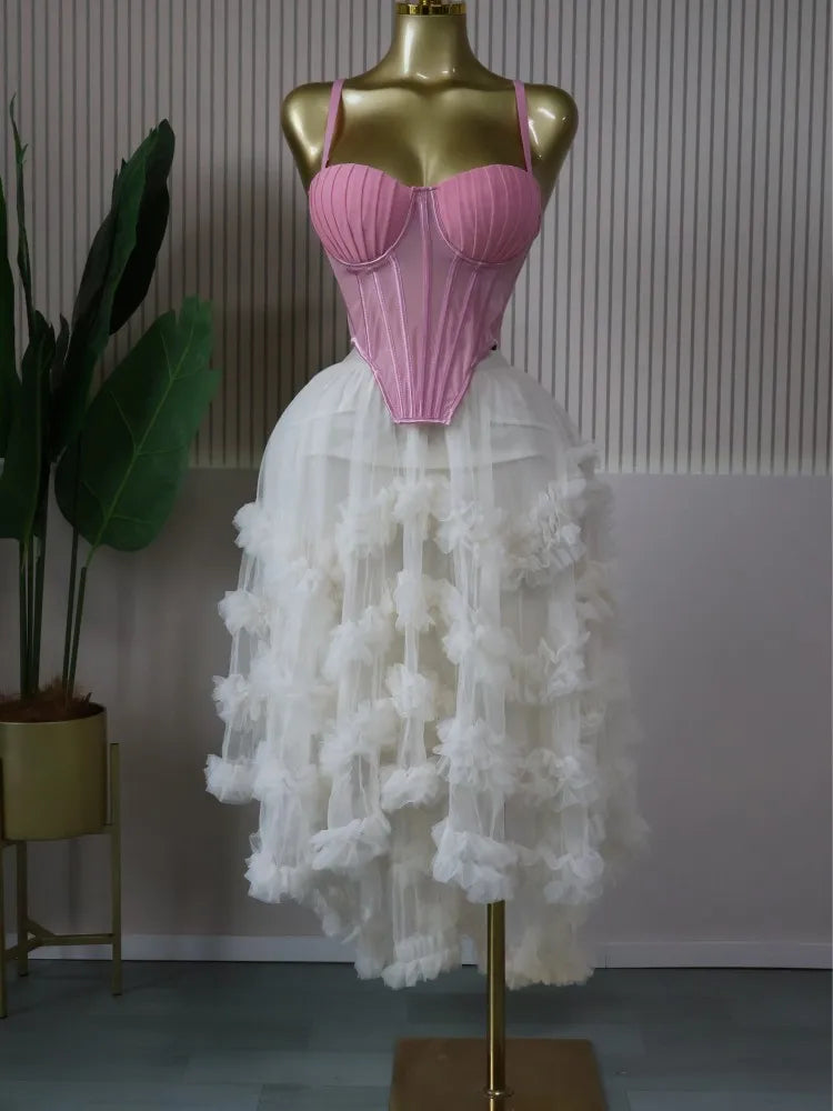 CM.YAYA Women's Dress Set Tunic Irregular Crop Top and Irregular Ball Gown Maxi Long Skirt Suit 2025 Two 2 Piece Set Outfits