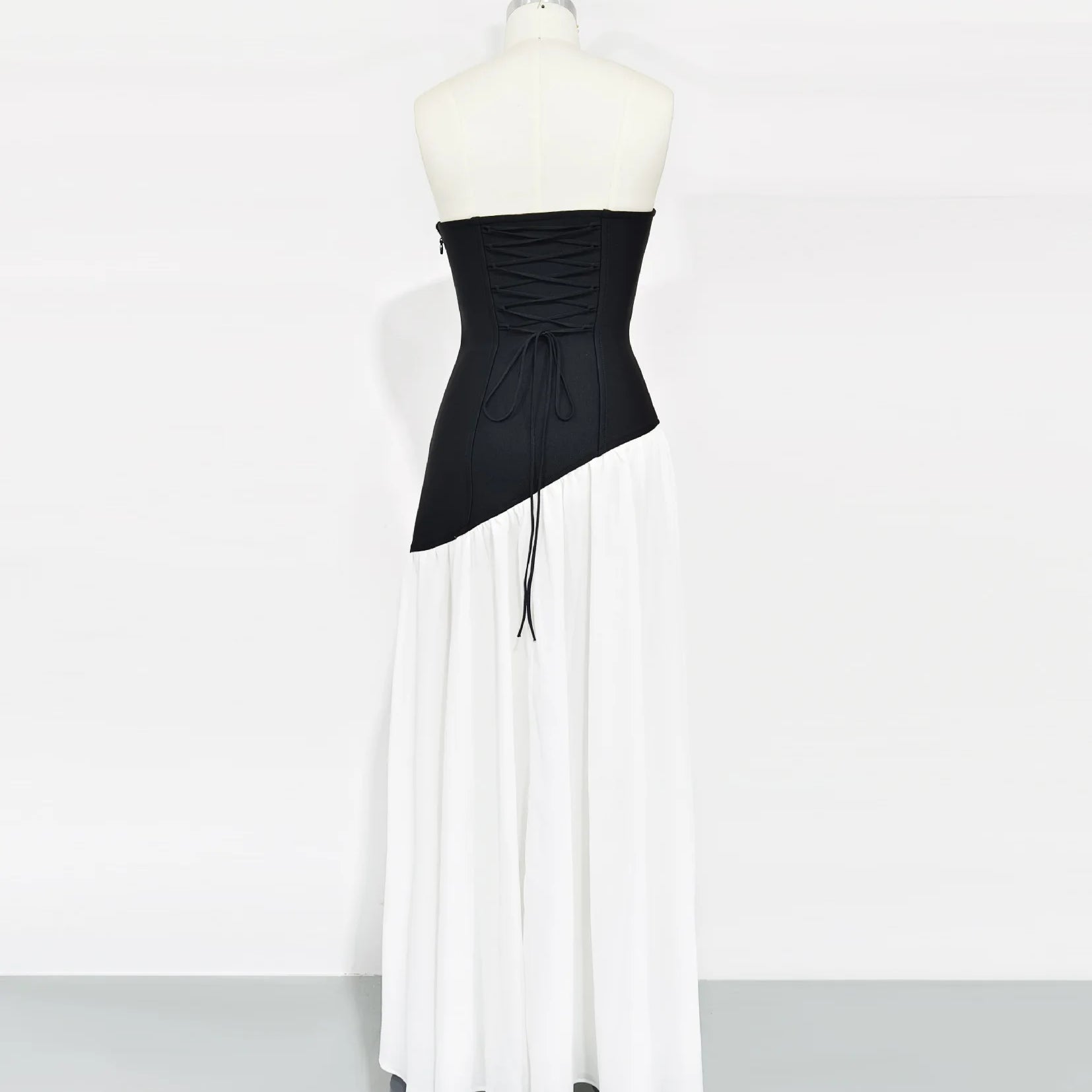 Top Quality Women Sexy Strapless Laced-up Bodycon Long Maxi Dress Nightclub Party Birthday Photo Shoot Vacation Fashion Outfit