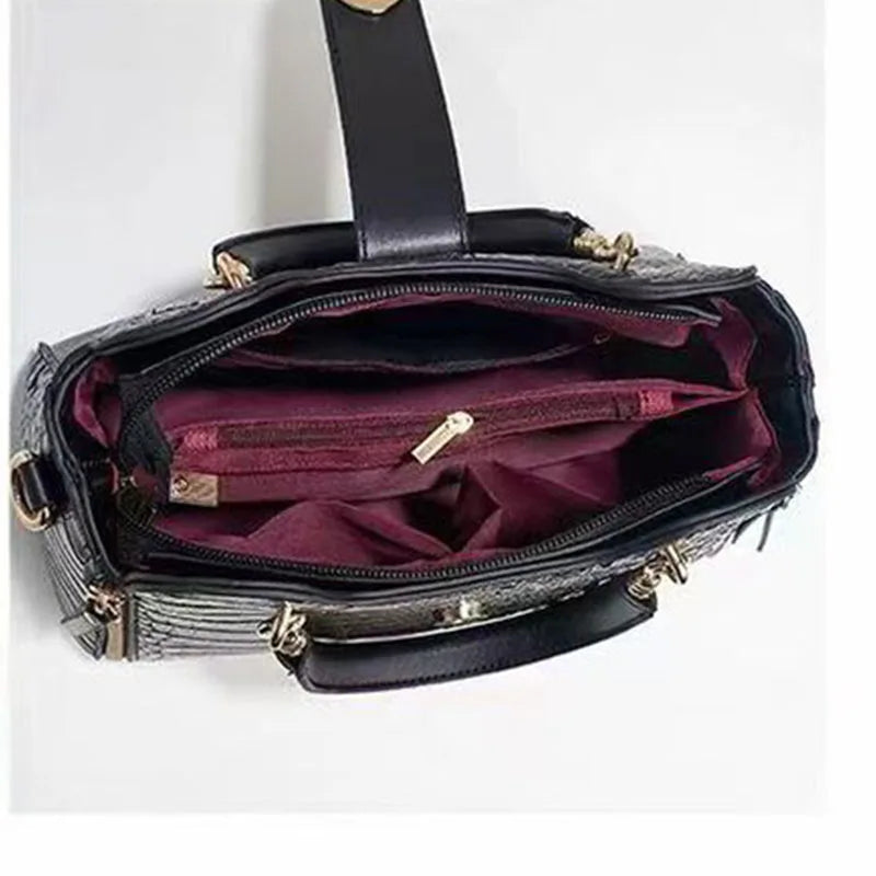 Light Luxury Handbag for Women's Crocodile Pattern Leather Shoulder Crossbody Bags Trend Designer Tote Bag