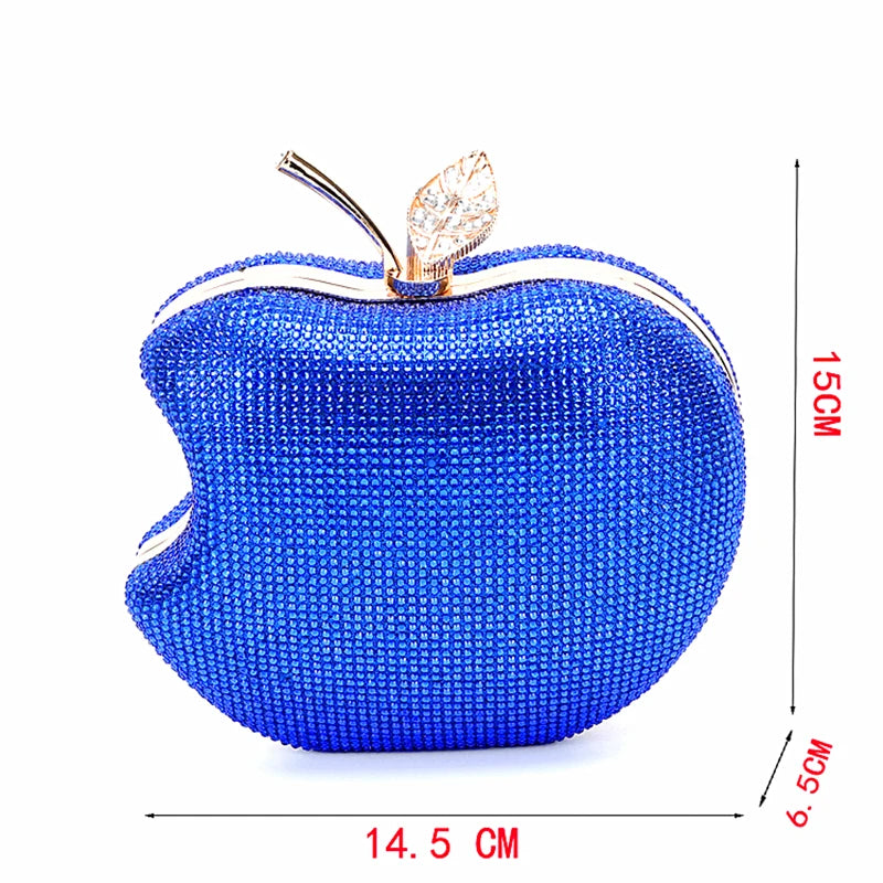 Apple Shape Party Crystal Hand Grab Evening Mini Bag Can Wholesale Fashion Red Crossbody Ladies Blue Red Gold