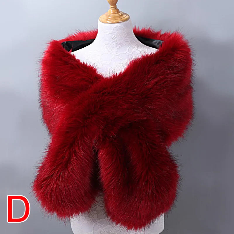 New Winter Women Fur Capes Champagne Wedding Faux Fur Bolero Stole Shawl Wraps Bridal Jacket Formal Evening Party Shrug D
