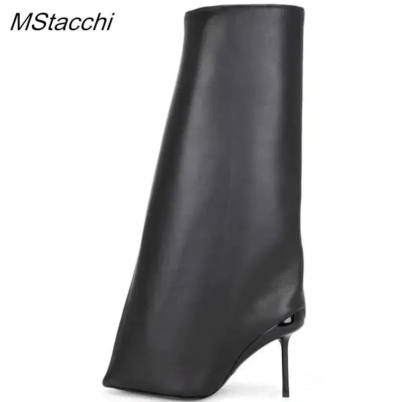 2025 Runway Women's Knee High Boots Fashion Walk Show Style Slim Heel Women Shoes Red High Heels British Style Botas De Mujer