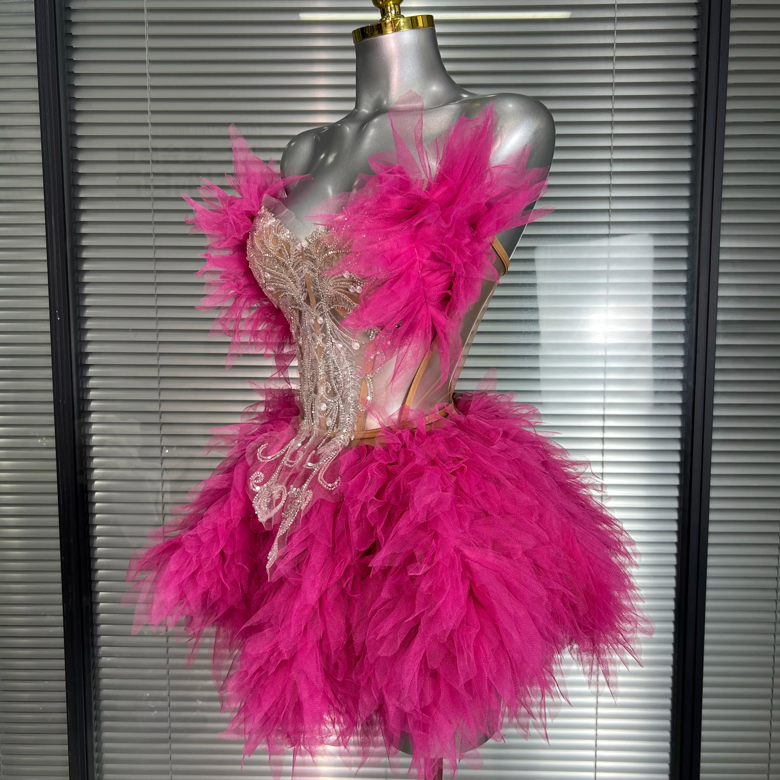 INS New Sexy Two Pieces Set Women Celebrity Silver Night Club Skirt Suits  Stage Performance Costume
