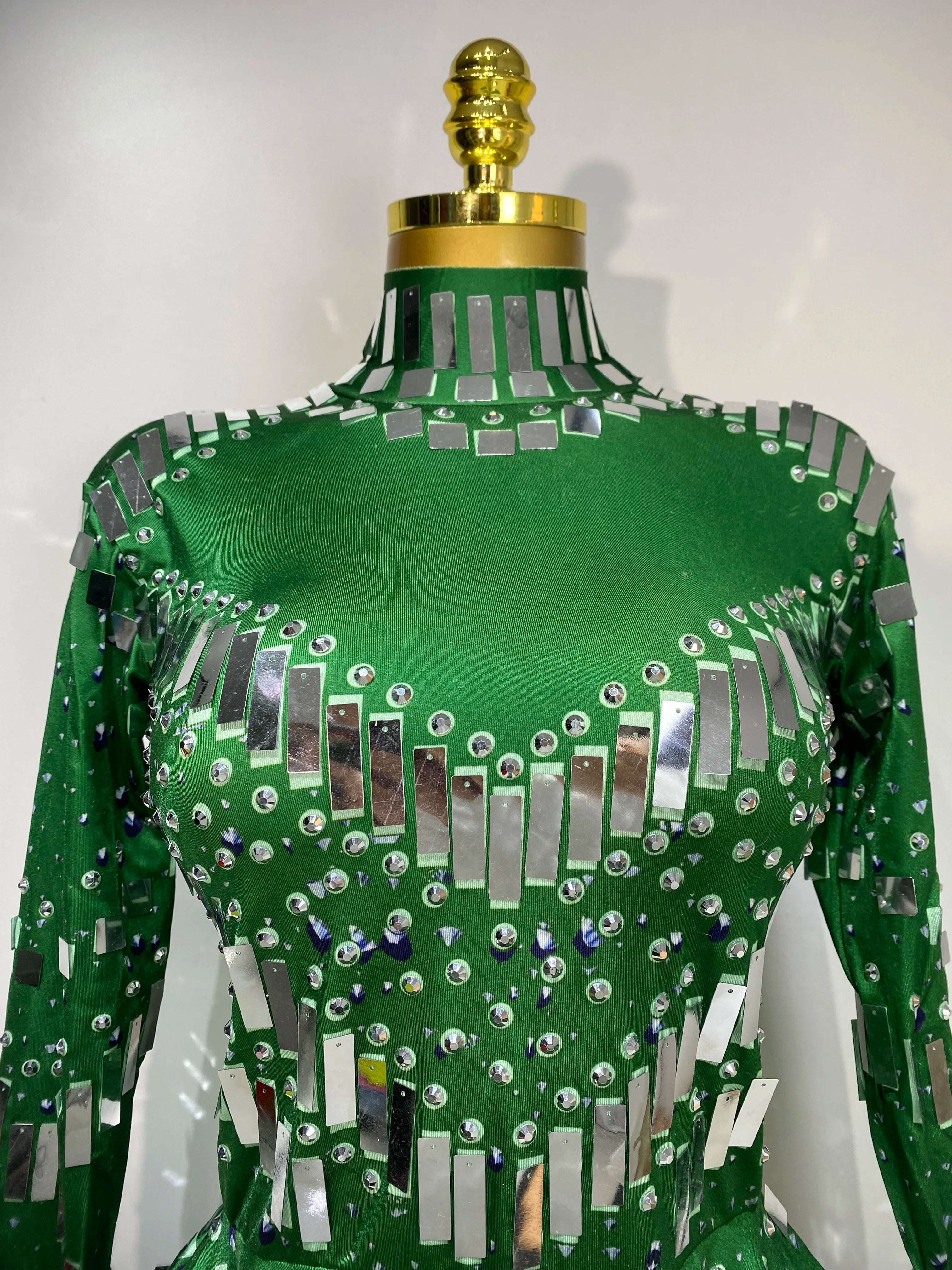 Women 2025 Sexy Elastic A-Line Dress Birthday Performance Costume Sparkly Sequin Nightclub Evening Party Hotwife Stage Outfit