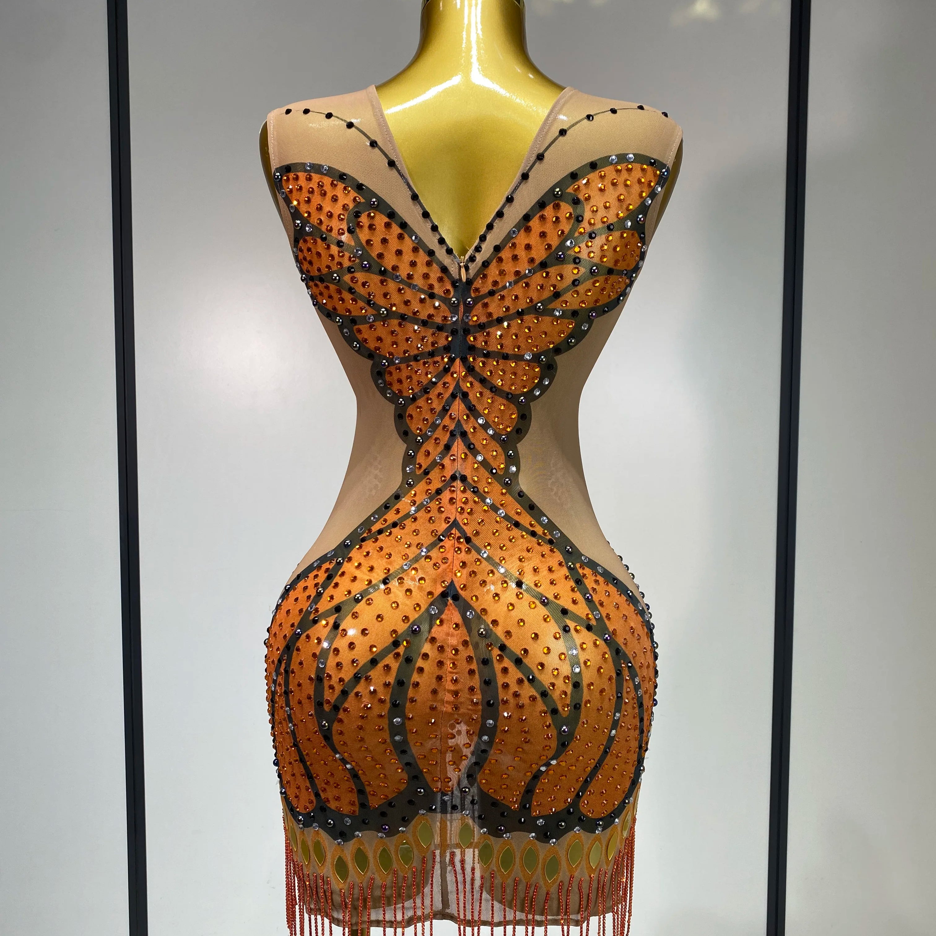 Sparkly Rhinestones Mesh Short Dress 2025 Sexy Sleeveless Luxury Birthday Evening Party Gown Performance Singer Stage Outfit