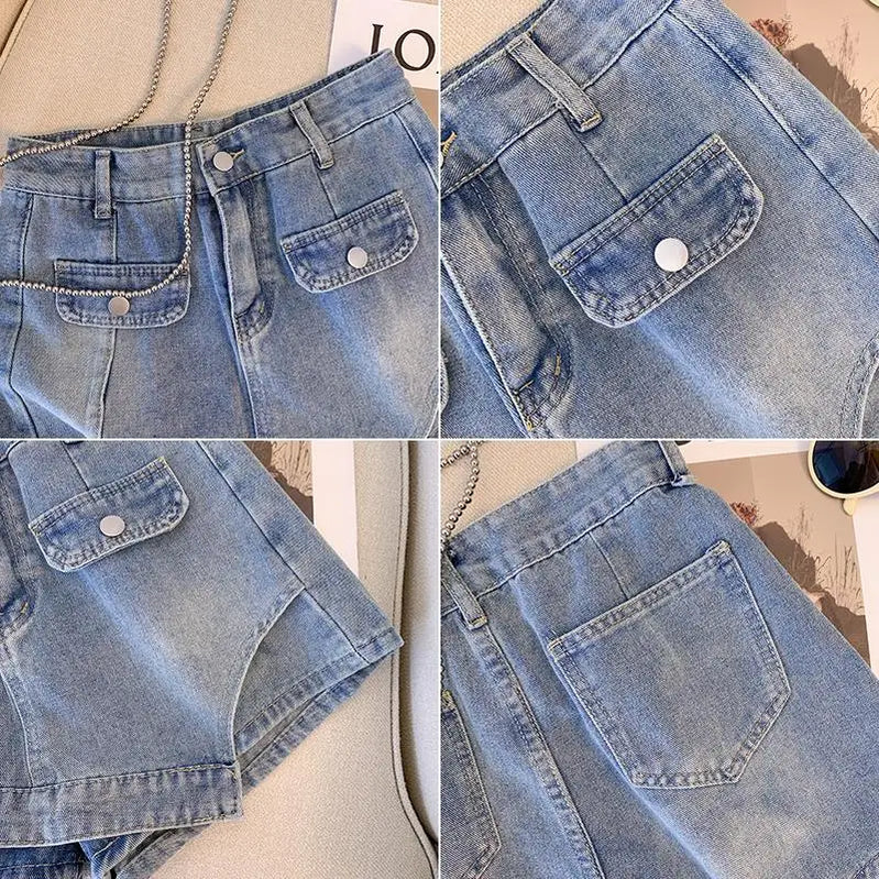Plus Size L-4XL Denim Shorts For Women High Waist Fashion Summer Jean Pants High Street Y2K Clothing Free Shipping Skirt Short