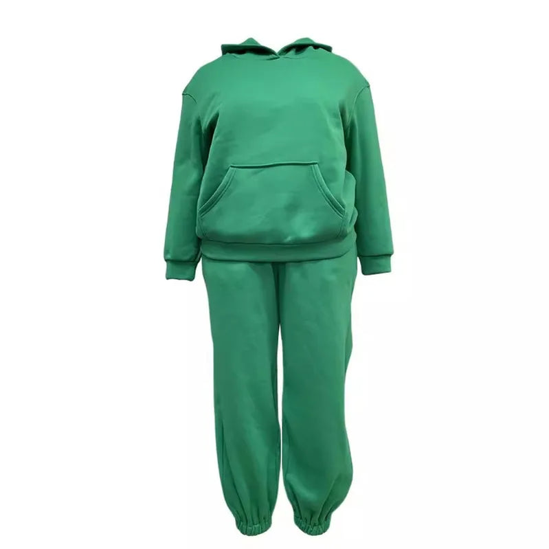 Women's Tracksuit Suit Spring Summer Warm Hoodie Sweatshirts Two Pieces Oversized Solid Casual Hoody Pulleys Long Pant Sets
