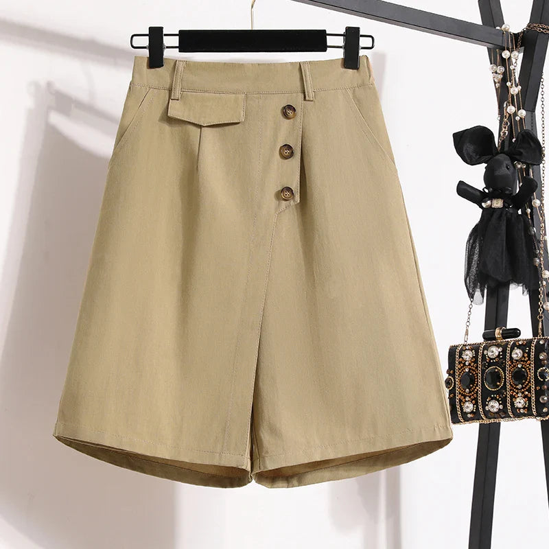 New Ladies Summer Plus Size Fashion Pants For Women Large Loose Asymmetry Shorts 3XL 4XL 5XL 6XL 7XL Clothing