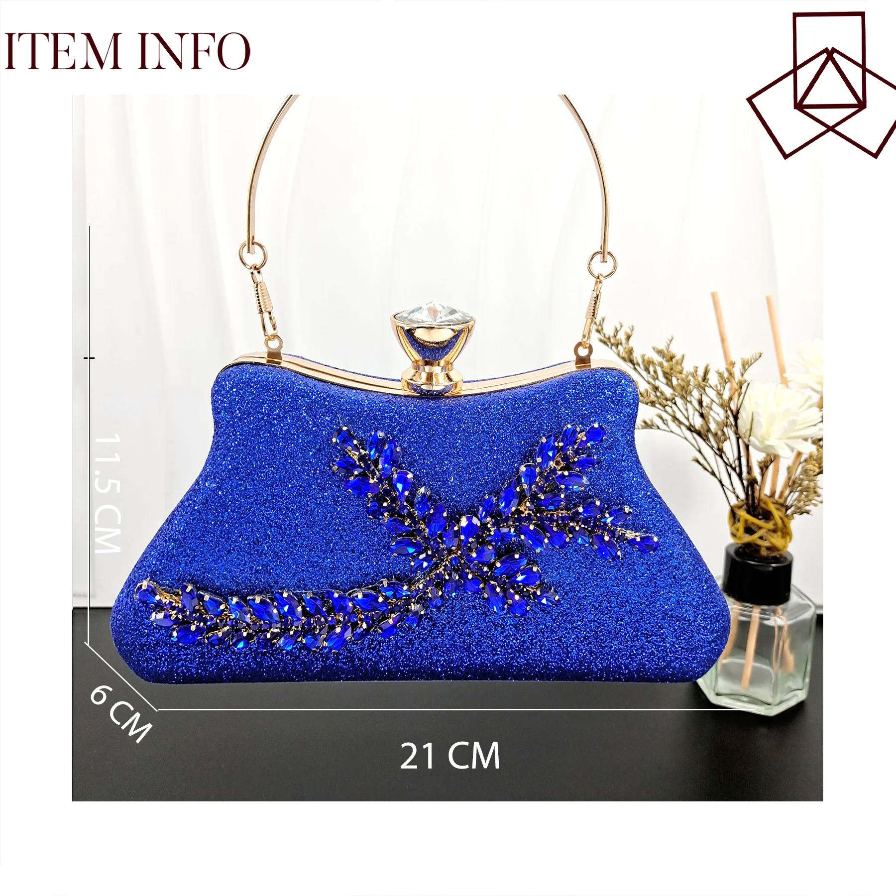 Party Bag With Diamond Design Fashion Ladies Bag Rhinestone Embellished Long Chain Shoulder Bag As Picture (20cm<Max Length<30cm)