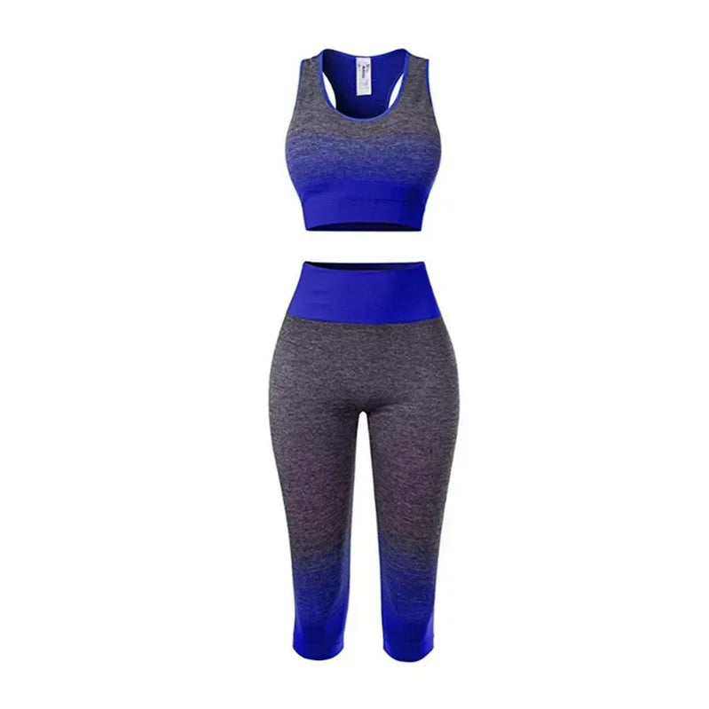 2 Piece Sets Womens Outfits Yoga Set Elastic Gradual Changing Sports Bra Tights Yoga Suit Set Fitness Workout Sports Leggings 7Pants Set 4 One size 40-75KG