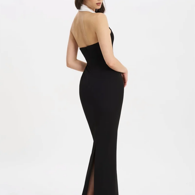 Fashion Women Sexy Off the Shoulder Halter V-Neck Bodycon Long Bandage Dress Elegant Evening Party Cocktail Outfit