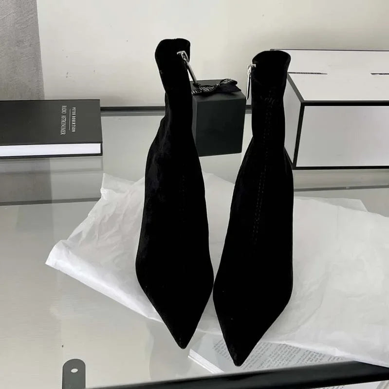 Eilyken Sexy Thin Low Heels Pointed Toe Ankle Boots Woman Party Shoes Fashion Spring Autumn Zipper Concise Short Booties