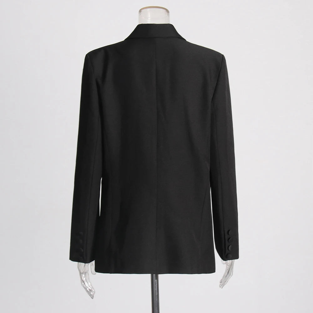 TWOTWINSTYLE Hit Color Spliced Appliques Fashion Jackets for Women Lapel Long Sleeves Patchwork Single Breasted Jacket Female