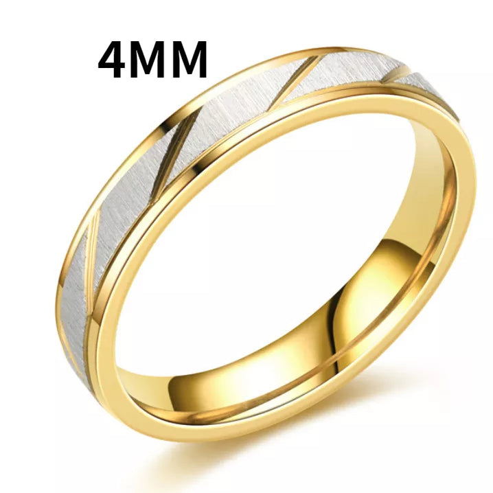 Unique Wave Pattern Couple Rings For Men Women High Quality Stainless Steel Ring Engagement Wedding Rings Jewelry Female-4mm
