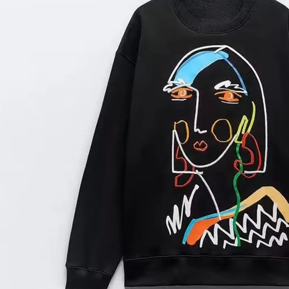 Autumn Round Neck Graphic Sweatshirts for Woman Plush Winter Pullover Casual Long Sleeve Oversize Halloween tops