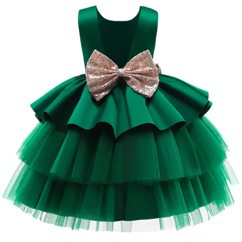 Toddler Baby Girl Dress Big Bow Baptism Dress for Girls First Year Birthday Party Wedding Dress Baby Clothes Tutu Fluffy Gown A