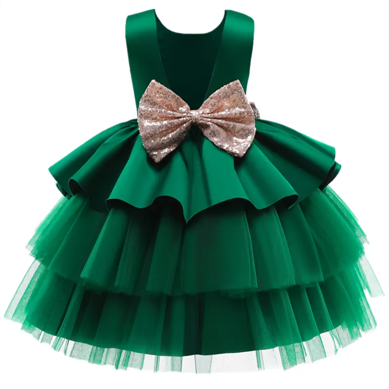 Toddler Baby Girl Dress Big Bow Baptism Dress for Girls First Year Birthday Party Wedding Dress Baby Clothes Tutu Fluffy Gown A