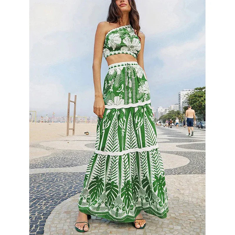 Vintage Floral Print Bikini High Waist V-Neck Sexy Swimsuit Fashion Straps Irregular Cover Up Elegant Women Swimsuit