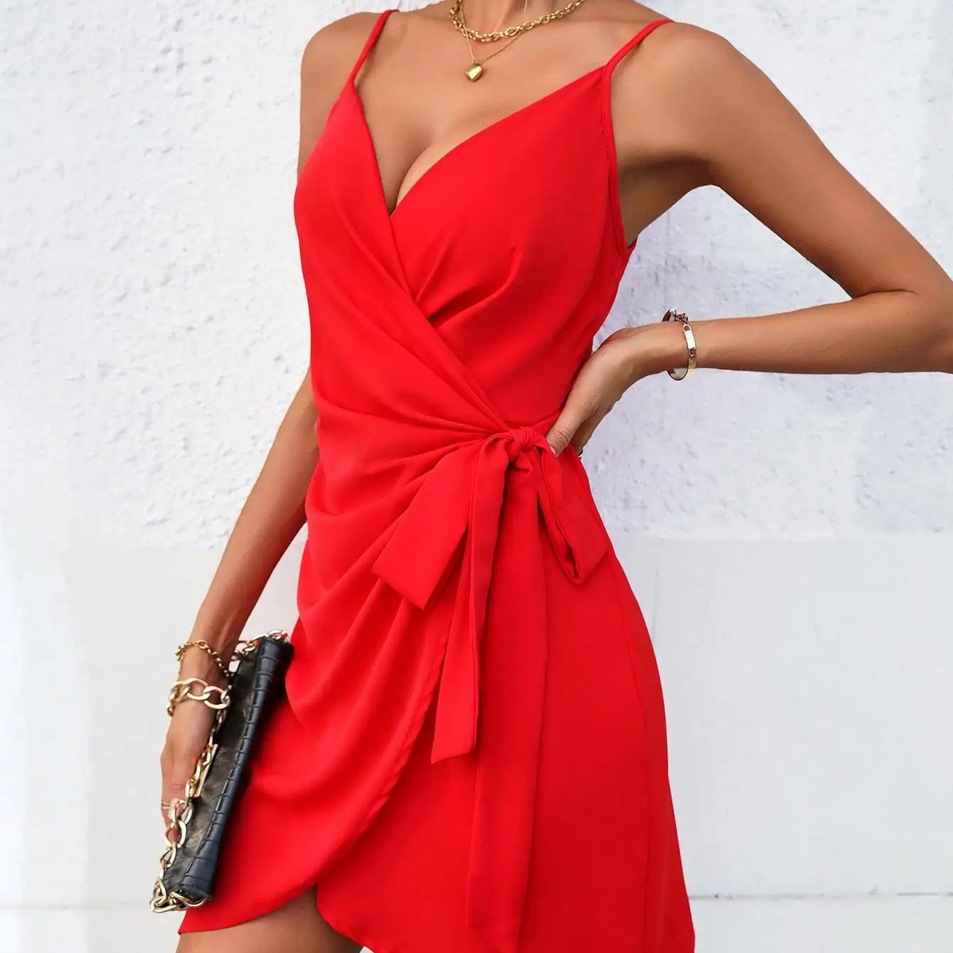 Cross border European and American fashion sexy V-neck dress