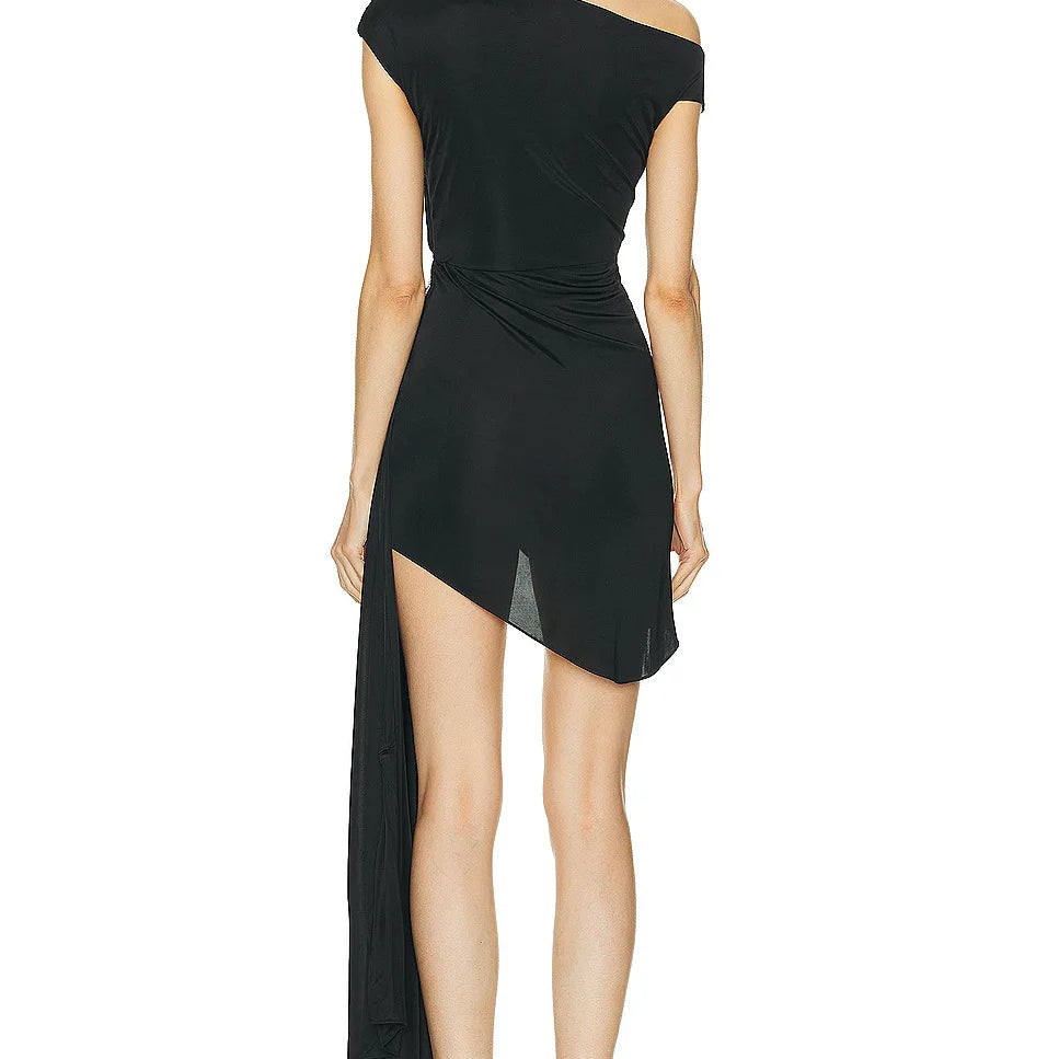 Black White Women Sexy Spandex Waist Diamond Bodycon Draped Mini Dress Nightclub Party Celebrate Cocktail Fashion Dress