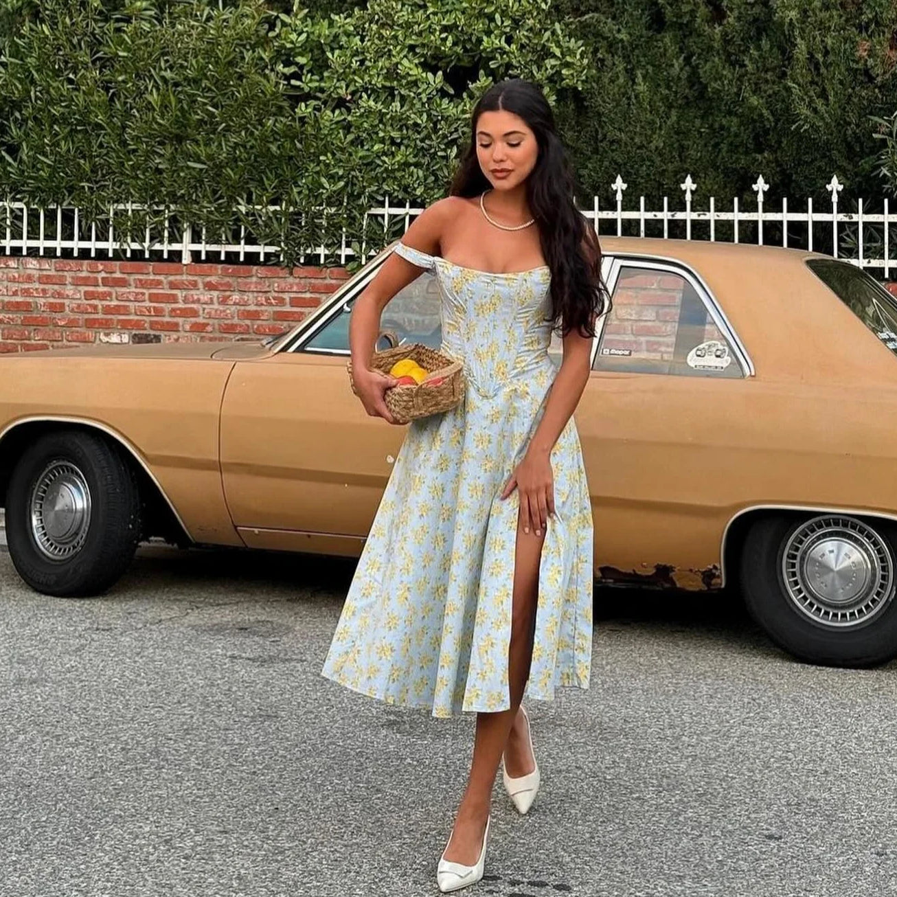 Suninheart Summer Dress Women 2023 Green Lace Up Floral Print Dress Elegant with Boning Casual Party Holiday Dress High Quality