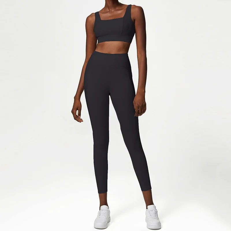 Plus Size Tracksuits Women's Yoga Set Sports Gym Jackets + Bra + Leggings Clothes for Women Sport Outfit Fitness Suit Black Bra Pants