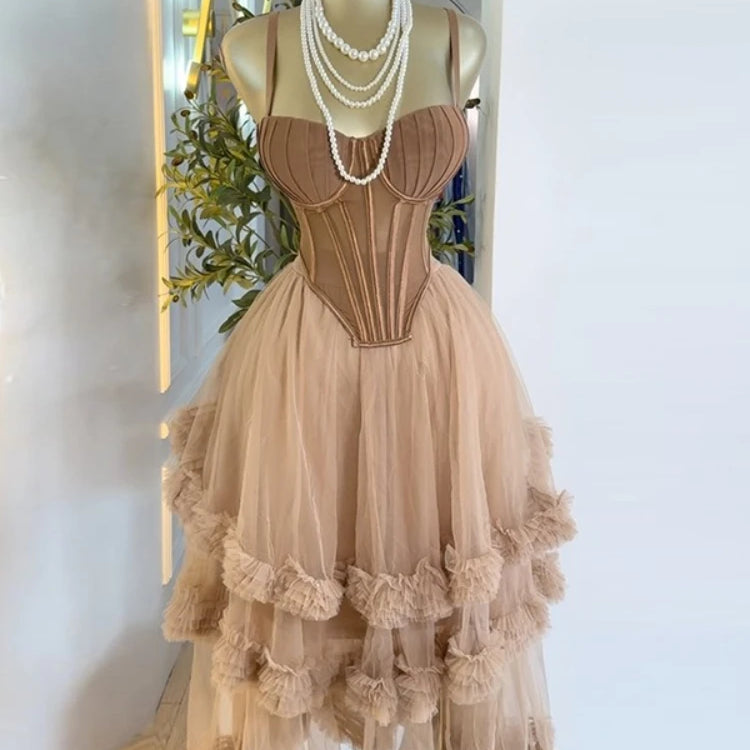 CM.YAYA Women's Dress Set Sleeveless Strap Tops and Pleated Tiered Skirts Suit Elegant Vacation Birthday Two 2 Piece Set Outfits