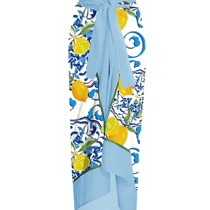 Printed Trend One Piece Swimsuit Luxury Tankini Set Women's Beachwear Push-ups Suspender Summer Lemon cover