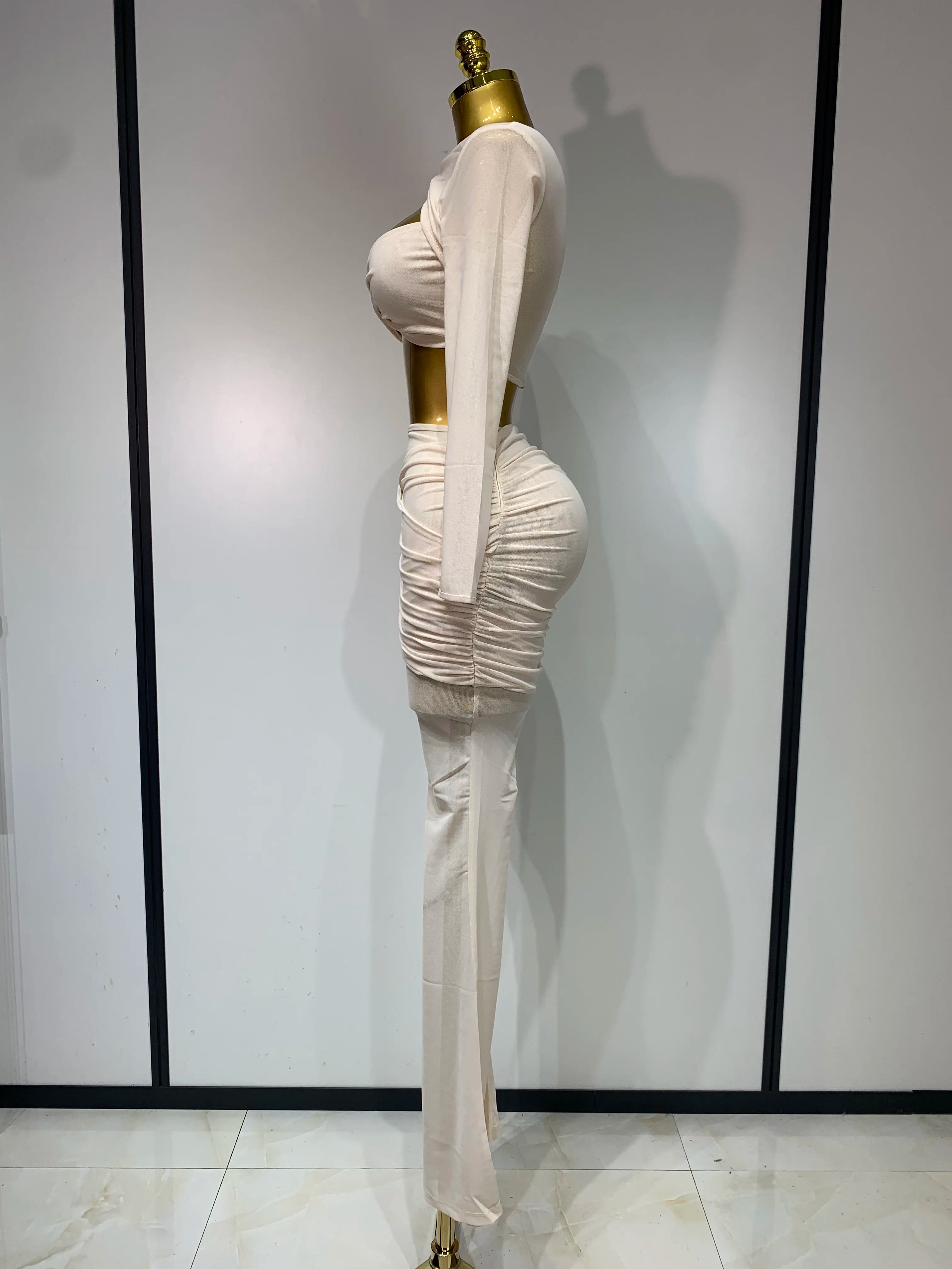 Women Sexy Mesh See Through Long sleeves Pant Sets Elegant Fashion Street Two Piece Set  Club Birthday Evening Party Outfit