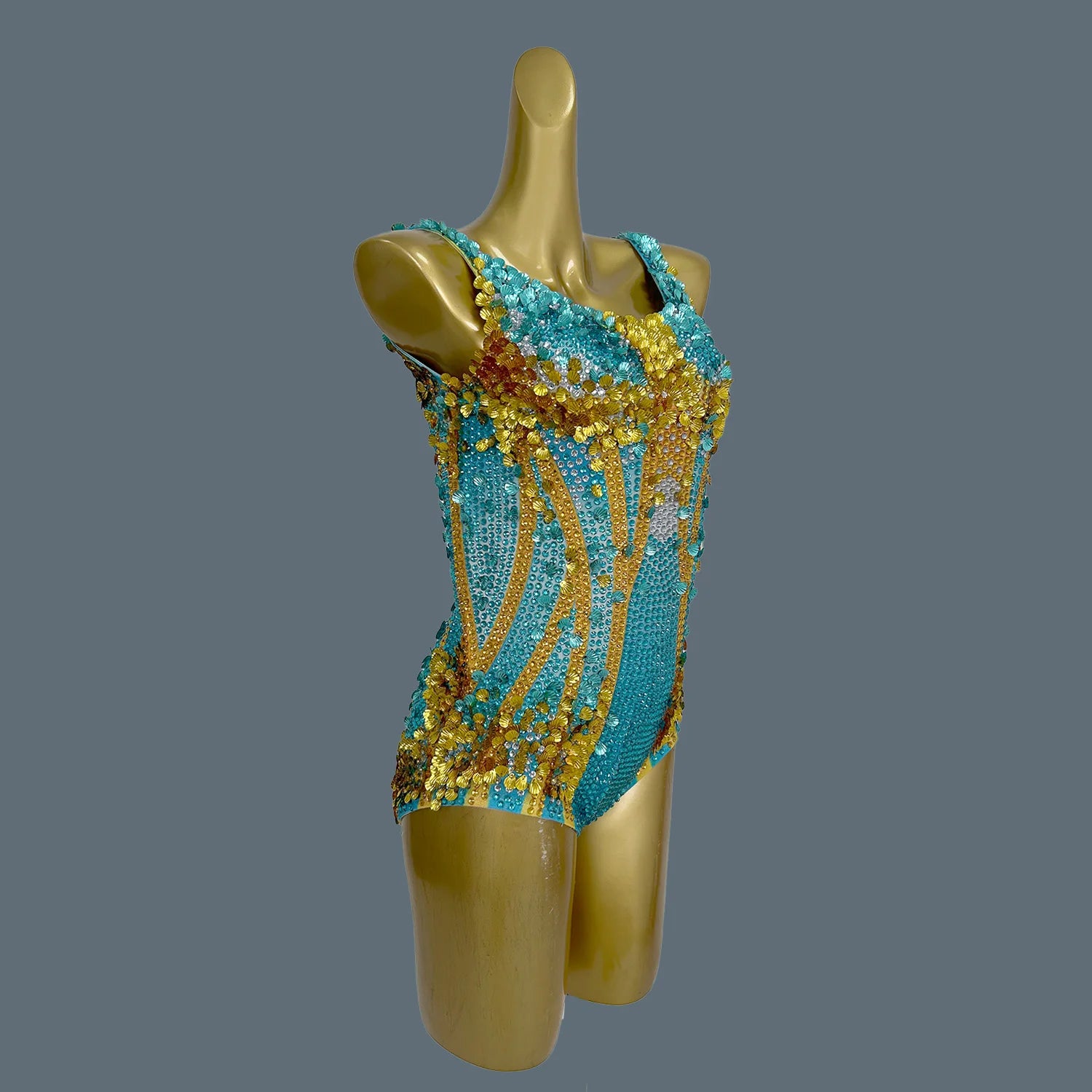 New Sparkly Rhinestones Tight Bodysuit for Women Sexy Performance Outfit Dancer Costume Nightclub Bar DJ Show Stage Wear Meimei