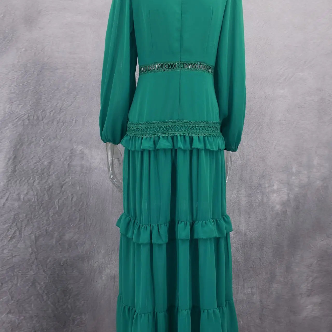 CM.YAYA Women V-neck Full Sleeve Ruffles Lace Long Maxi Dress 2025 Spring Beach Holiday Party Sexy Street Vestidos Sexy Dresses