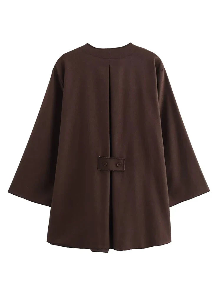 TRAF Fashion Linen 2 Pieces Women 2024 Spring Summer Kimono Style Loose Lace Up Shirts Tops Women's Wide Leg Pants Sets