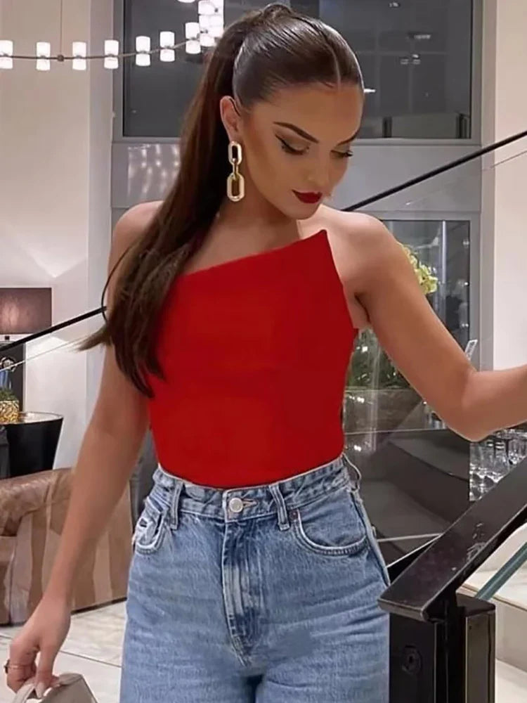 Stylish Women Elegant Cropped Tank Tops Summer Fashion Ladies Vintage Chic Slim Black Top Party Girls Sexy Tanks red CHINA