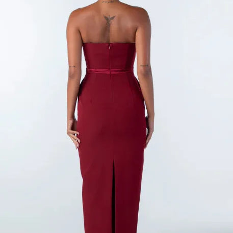 Arrival Women Sexy Strapless Bow Bodycon Mid-calf Dress Celebrate Birthday Party Date Cocktail Outfit