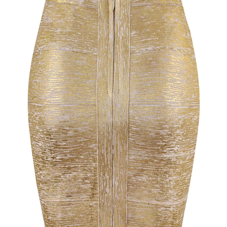 Wholesale Women Summer Fashion Sexy Gold Bronzing Bandage Skirt 2022 Designer Night Club bodycon Pencil Skirt Faldas 46cm