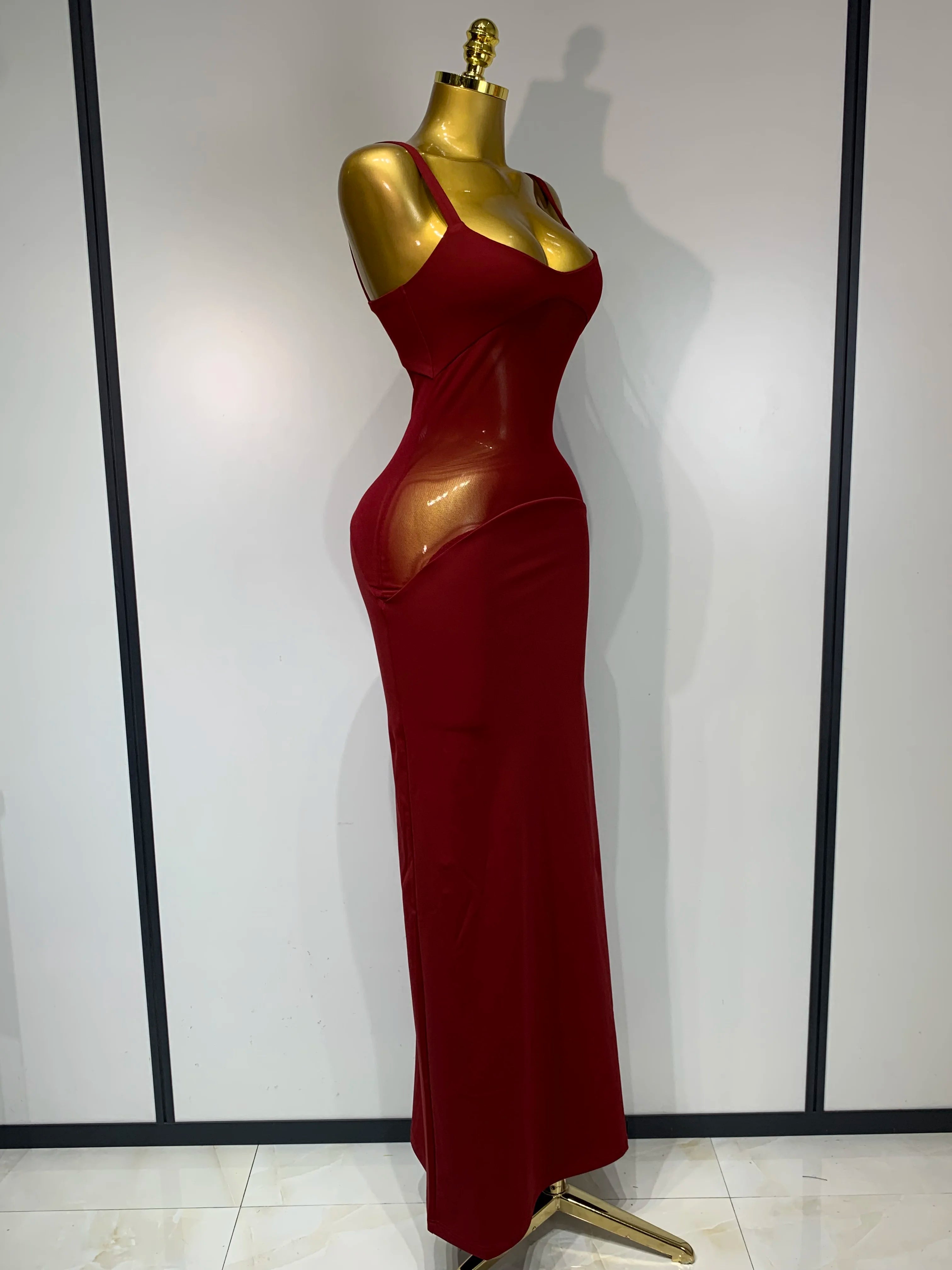 Sexy See Through Mesh Patchwork Long Dress 2025 Women Backless Bodycon Cocktail Party Elegant Luxury Birthday Dresses Vestidos