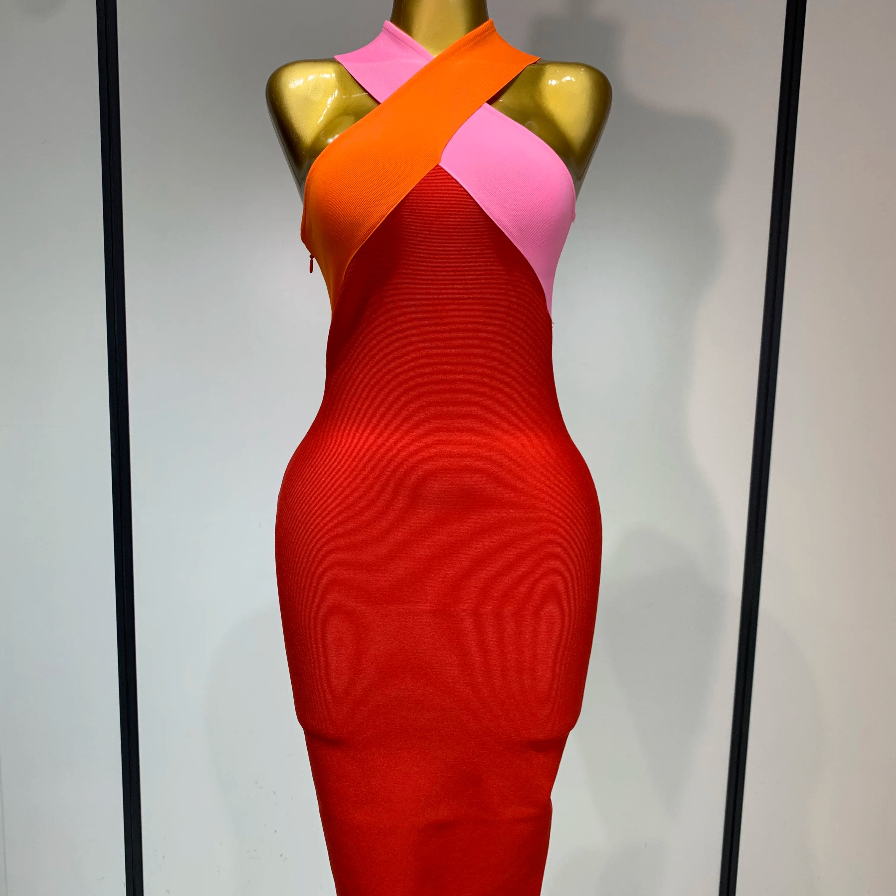 Women Sexy Backless Patchwork Bodycon Bandage Dress 2025 Celebirty Elegant Evening Party Carnival Luxury Birthday Dresses