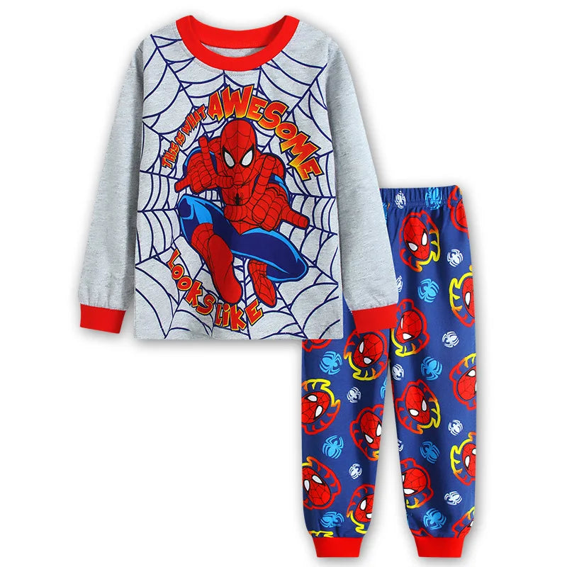 Children's Pyjamas Spiderman Iron Man Set Kids Sleepers Hero Collection Set Boys Girls Cartoon Long Sleeve Sleepwear 2-7T