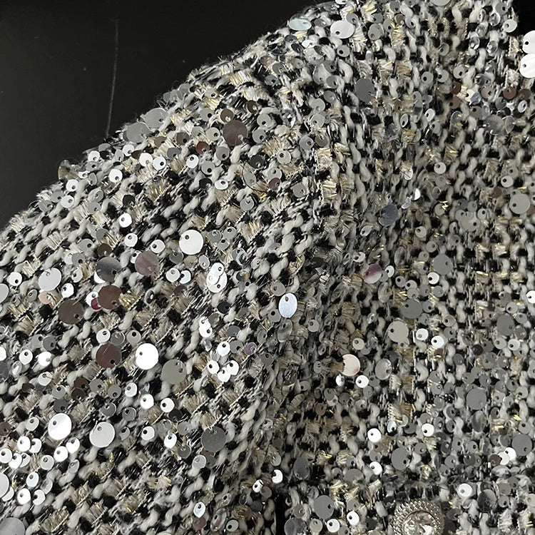 Korean Fashion Sequin Coat Women Long Sleeve Single Breasted Loose Outwears Jacket Autumn Winter New Clothes