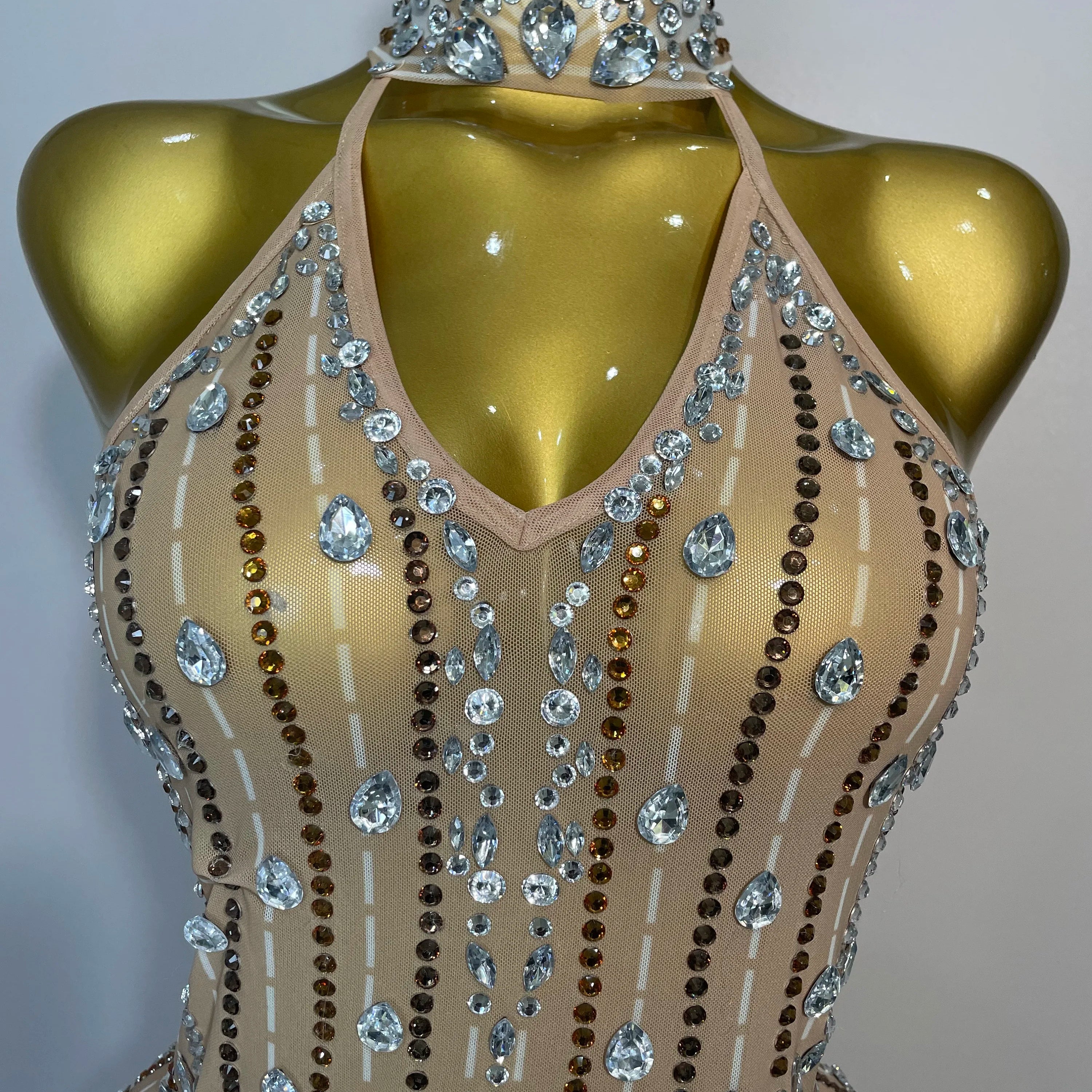 Sparkly Sexy Crystal  Floor-Length Feathers Maxi Dress 2025 Elegant  Evening Party Birthday Performance Prom Dance Stage Costume