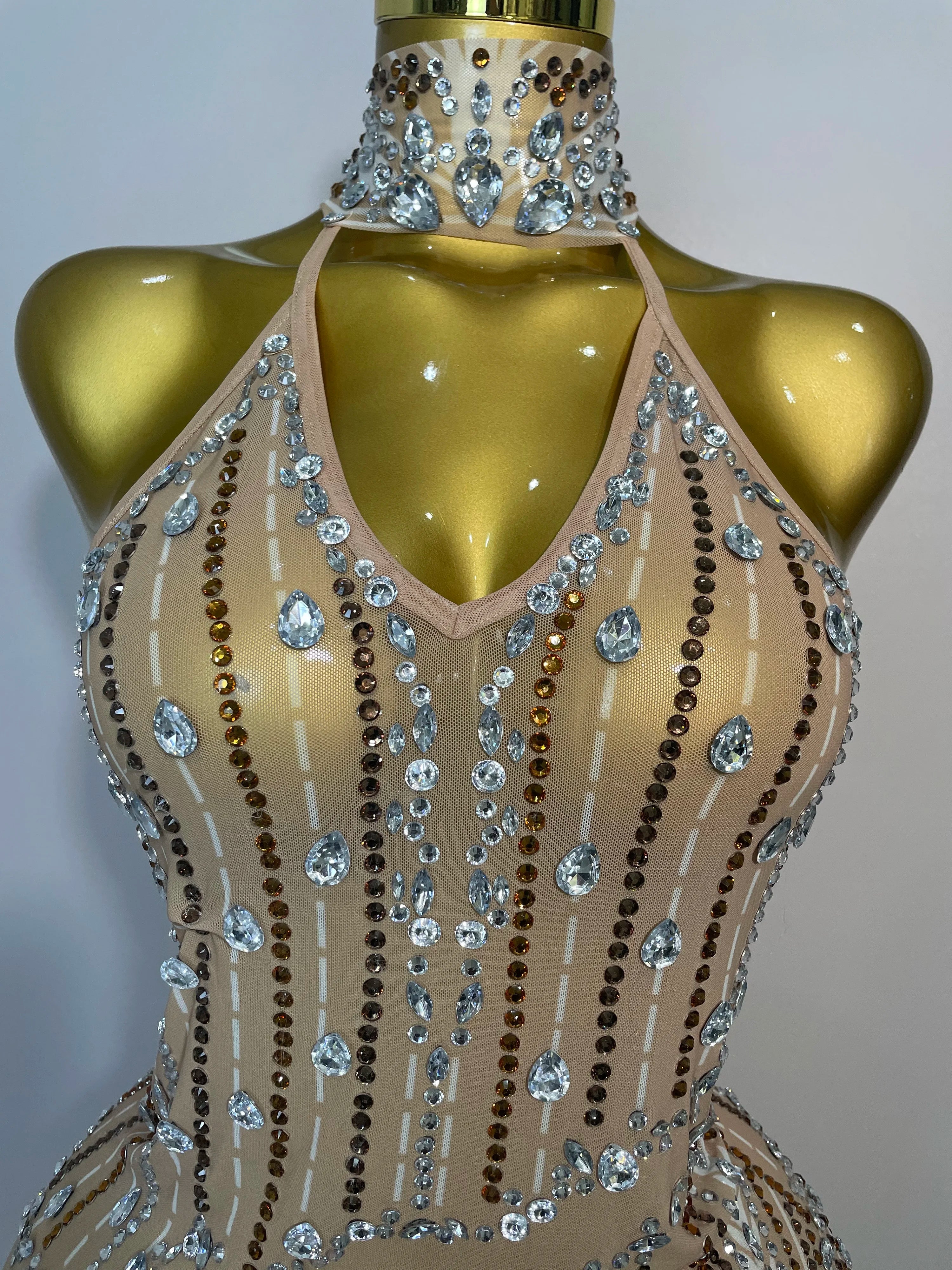 Sparkly Sexy Crystal  Floor-Length Feathers Maxi Dress 2025 Elegant  Evening Party Birthday Performance Prom Dance Stage Costume