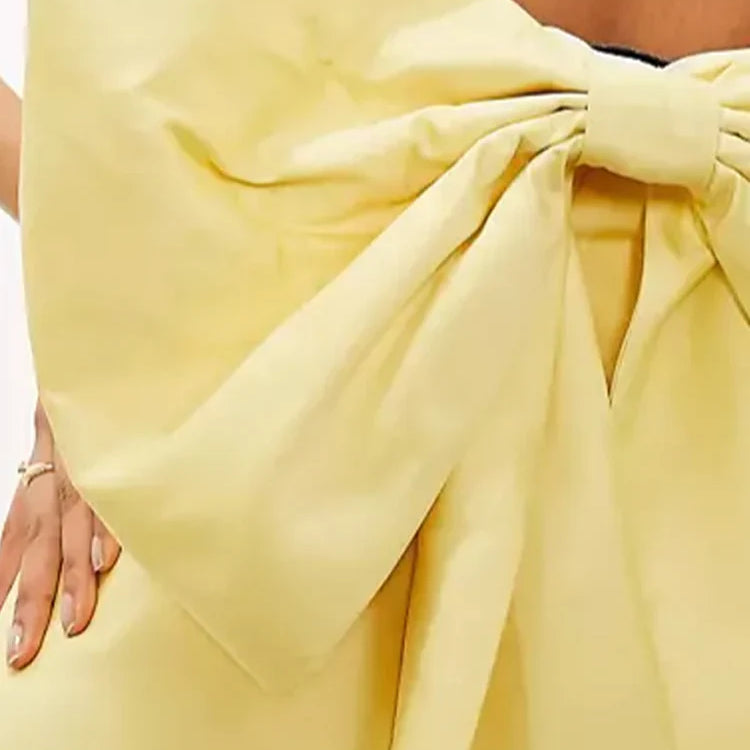 Women Bow Mini Princess Dresses Sexy Spaghetti Strap Sleeveless Backless A-line Short Dress Spring Elegant Party Clubwear