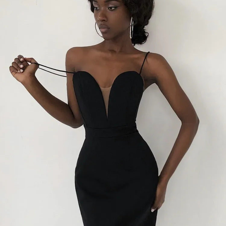 Women Summer Sexy Sleeveless Backless V Neck White Black Mesh Mini Bodycon Bandage Dress Elegant Evening Club Party Dress