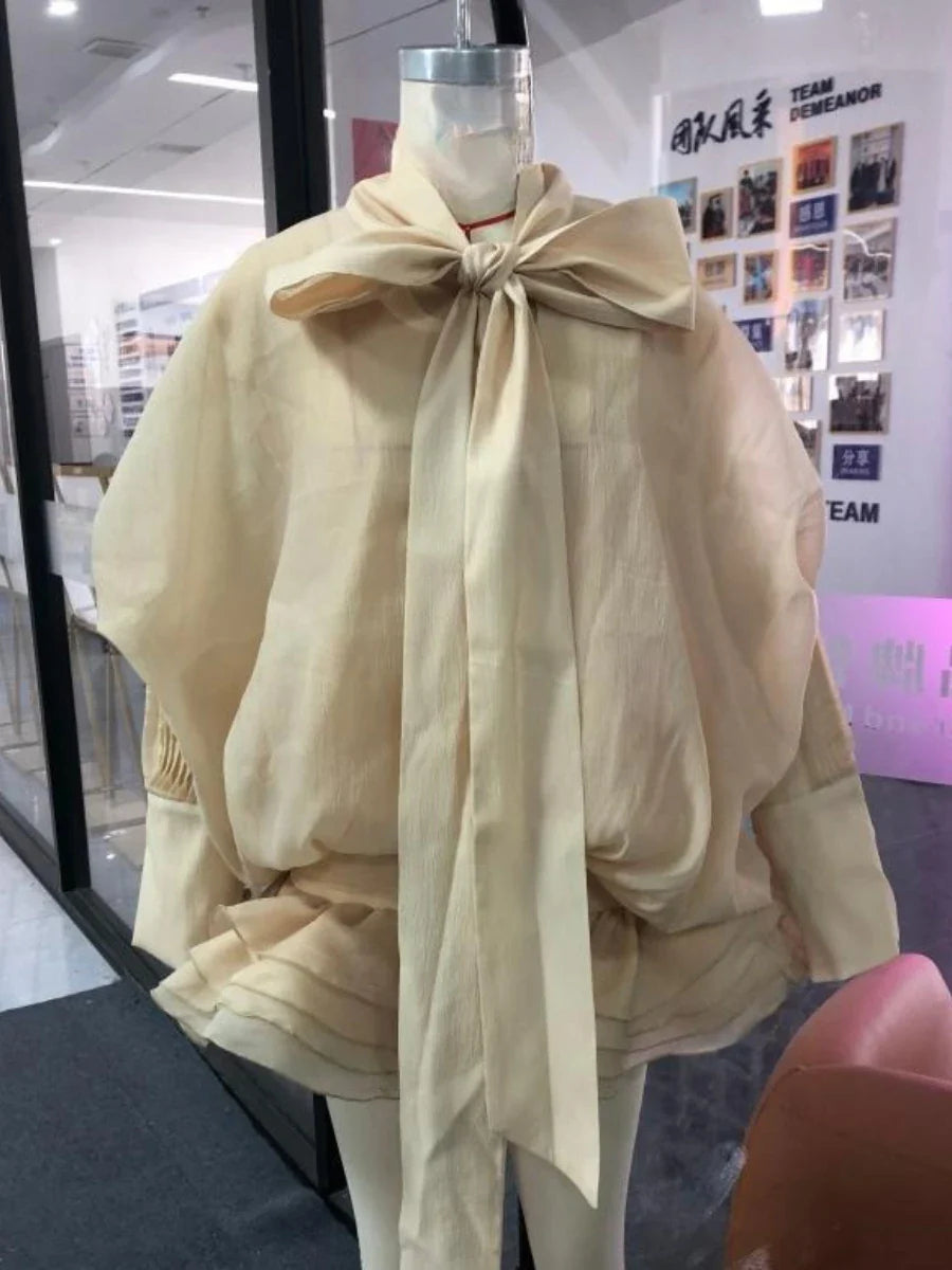 Solid Slimming Fashion Mini Dresses for Women Round Neck Long Sleeves Patchwork Lace Up Temperament Dress Female