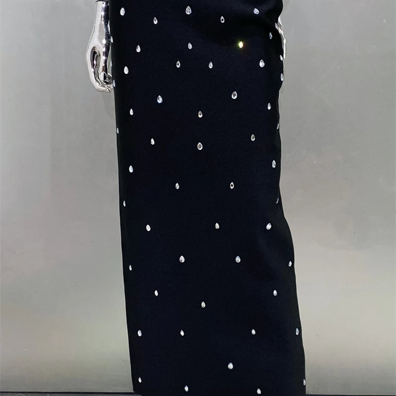 Luxury Diamonds Sexy Square Collar Package Hips Bandage Dress  Fashion Woman Evening dress Celebrity Cocktail Party Outfit