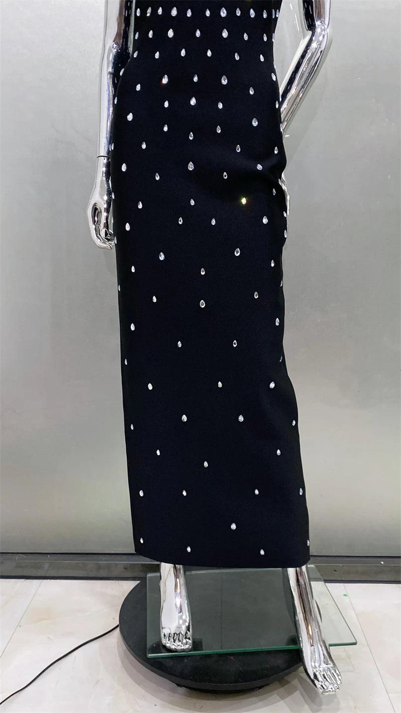 Luxury Diamonds Sexy Square Collar Package Hips Bandage Dress  Fashion Woman Evening dress Celebrity Cocktail Party Outfit