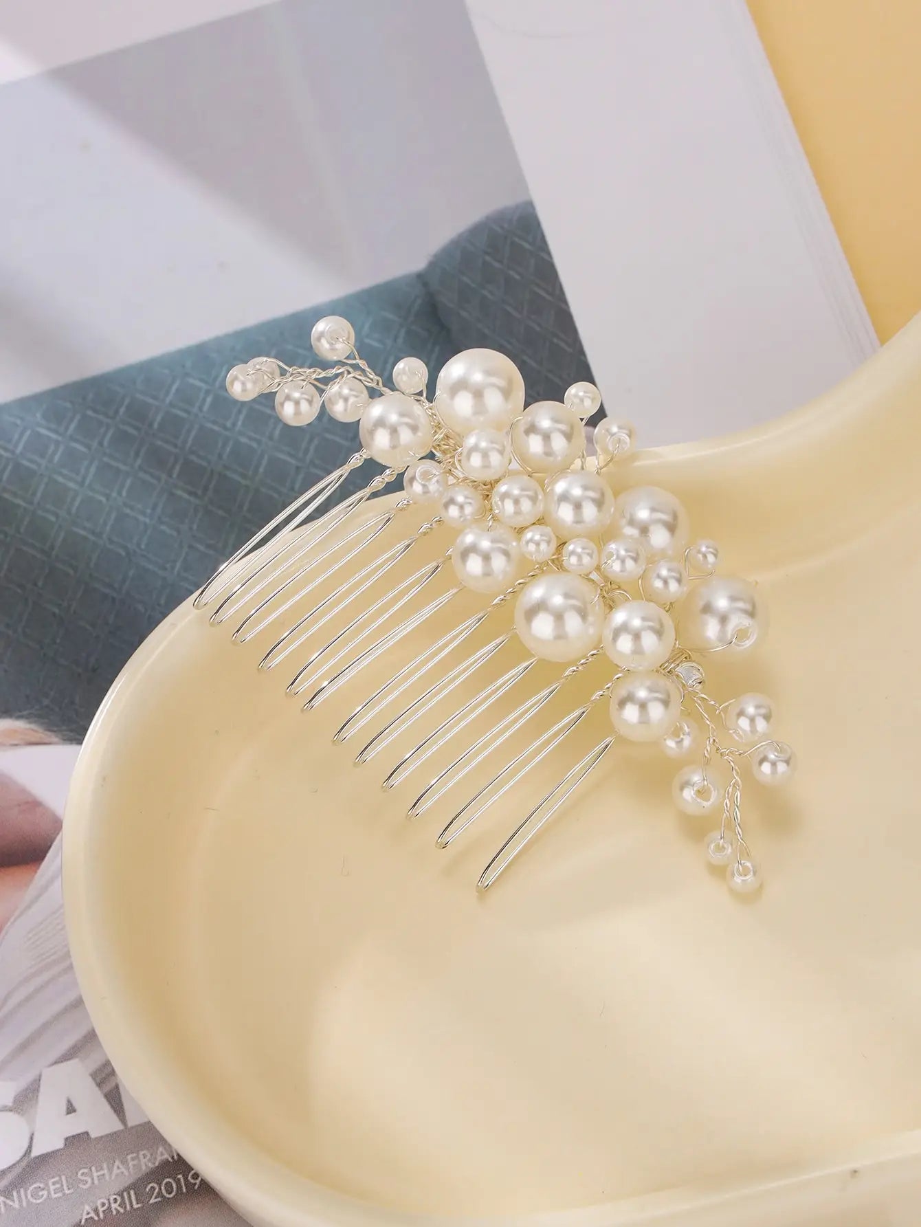 Elegant pearl wedding hair comb bridal side comb piece wedding hair ornament for women and girls