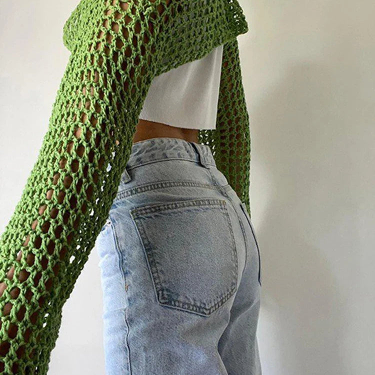 Hollow Out Crochet Bolero Knit Sweater Top Women Sweaters