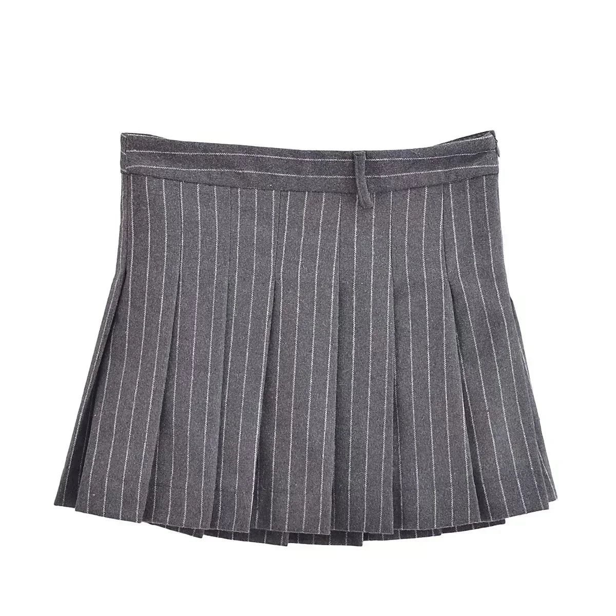 Spring Women Pinstripe Pleated Mini Skirt Sets For Women 2 Pieces Blazer Coat Women Suits New Two Piece Women Outfit Trousers-GRAY